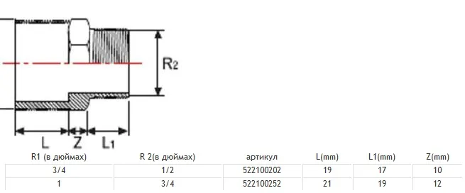 Адаптер 1" Х 3/4" зовн./зовн., Pimtas
