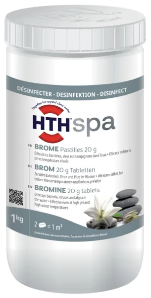 Многофункциональные таблетки брома для SPA hth 4в1 20 г, 1 кг (Франция), BROME MULTI ACTION