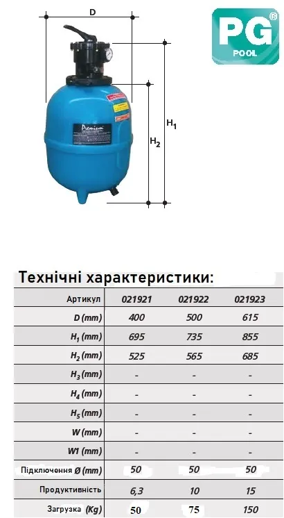 Filter 615 mm with top valve for 150 kg of sand, 15 m³/h, "PREMIUM" — photo 5