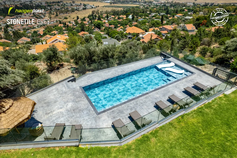 Мембрана StoneTile Grey плитка 40х20 см, 1.65 м армированная с лаковым покрытием — фото 2