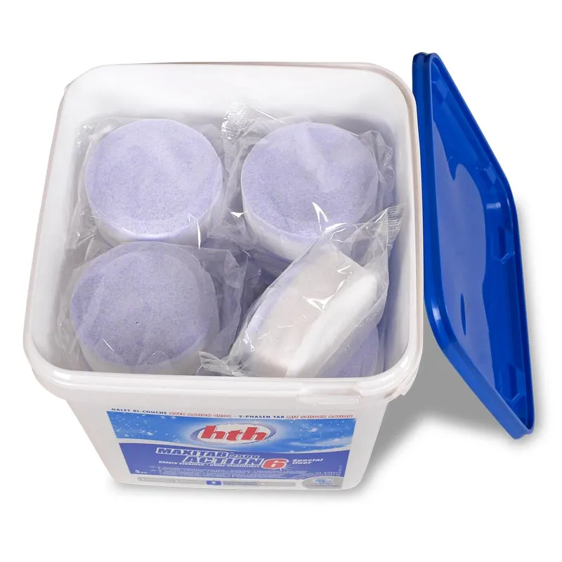 Slow-dissolving + shock multi-action chlorine tablets hth 6-in-1 5 kg, 250 g (France) — photo 2