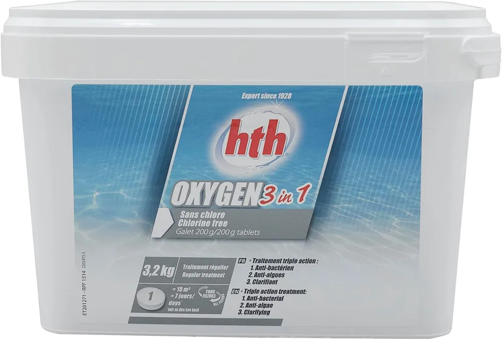 Multifunctional oxygen tablets hth 3in1 200 g, 3.2 kg (France), OXYGEN 3 in 1 — photo 1