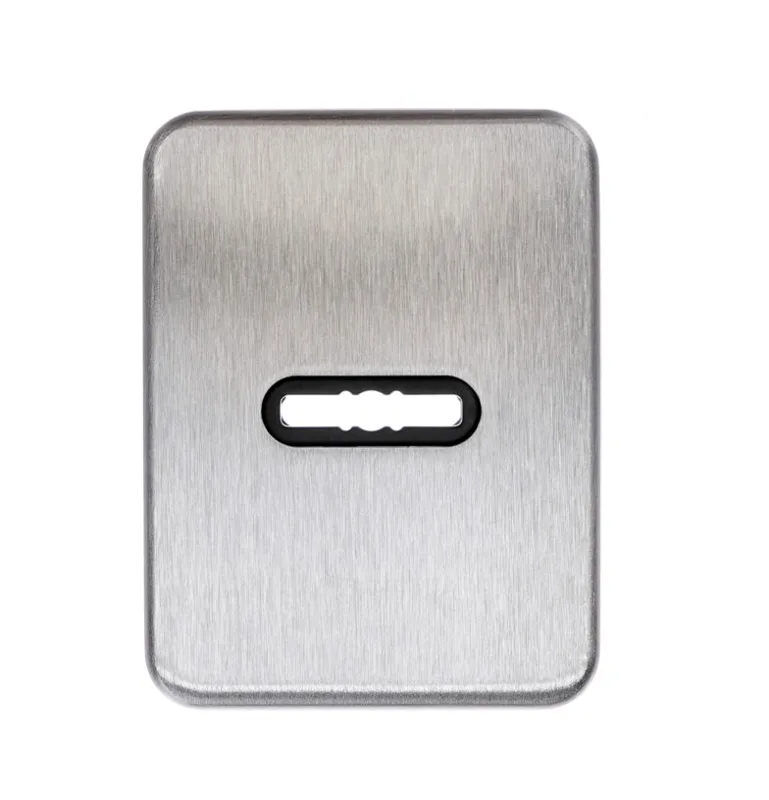 Cipierre rectangular decorative cover for lever key, satin chrome