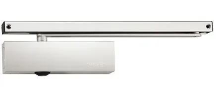Дотягувач GEZE, TS 5000, hold open зі слайдовою тягою, білий